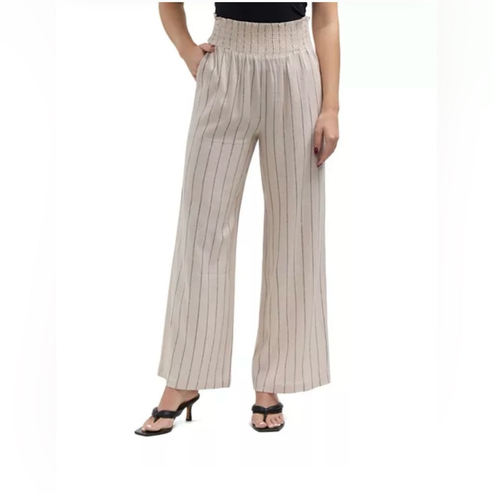 Ellen Tracy Striped Cream Women's Wide-Leg Pants, M🦋